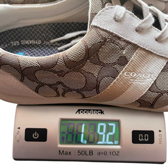 Coach Kelson Retro Signature C Monogram Lace-Up Sneakers Women's 9.5 Bone Brown - Picture 9 of 10